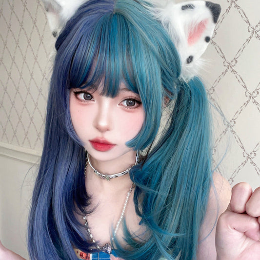 Free Shipping For Hivava Harajuku Half Blue and Half Teal Wig