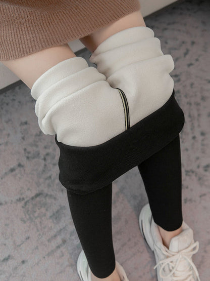 Simple Skinny Leg Keep Warm Solid Color Leggings