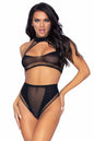 Free Shipping For 2 Piece Net Halter Crop Top & High Waisted Bottoms Set