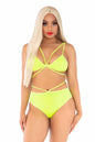 Free Shipping For 2 Piece Opaque Cage Strap Bra Top And Strappy Brazilian Briefs