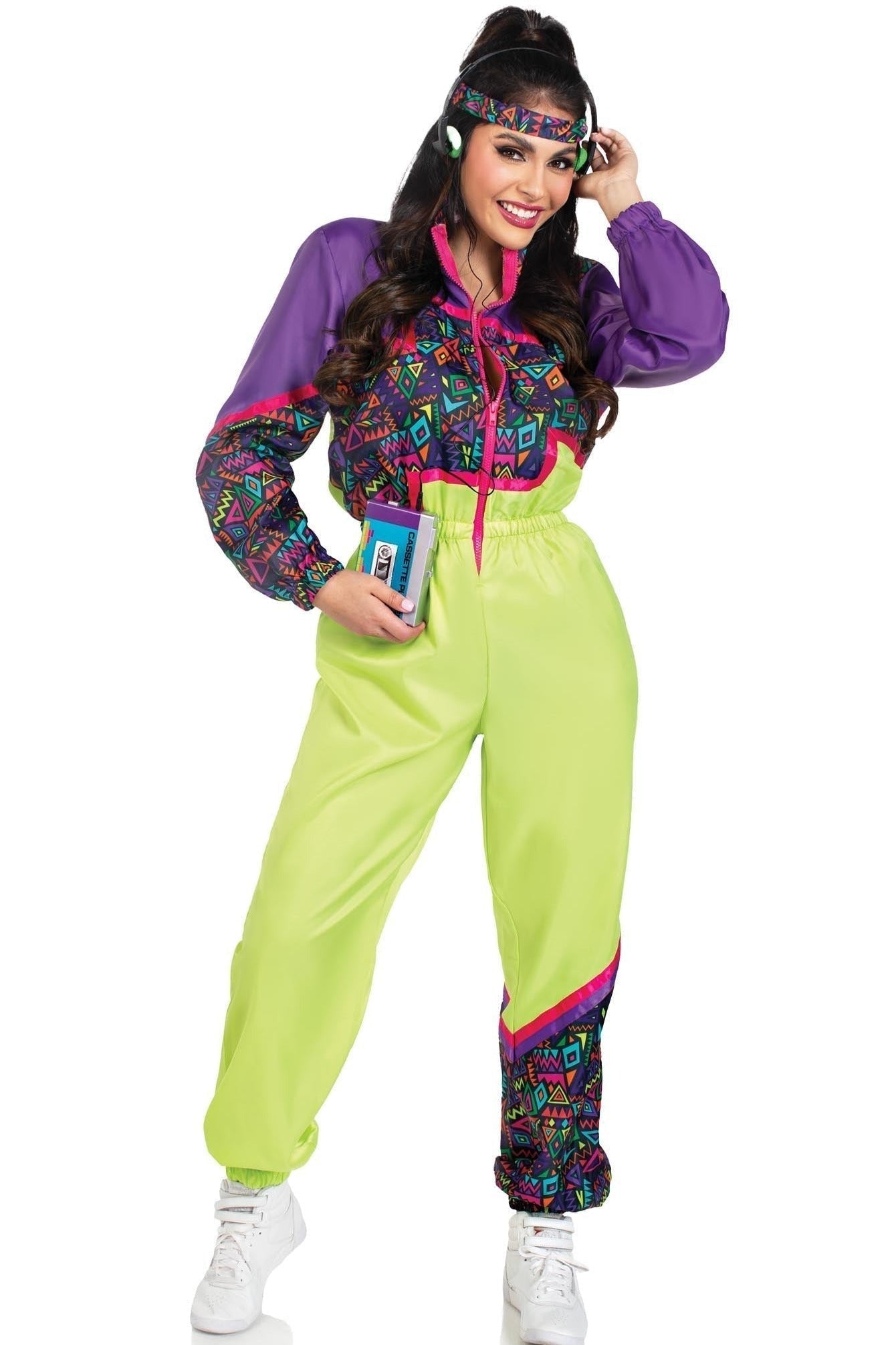 Free Shipping For 2 Piece Rad 80S Tracksuit, Includes Zip-Up Tracksuit & Headband