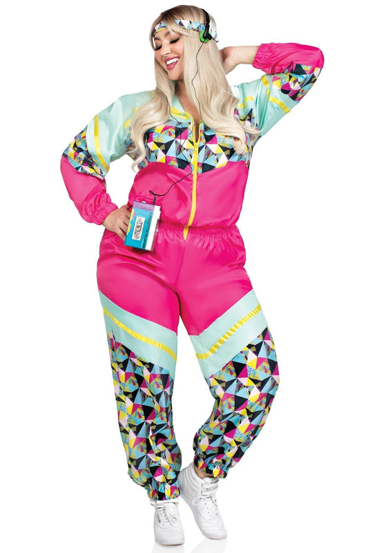 Free Shipping For 2 Piece Totally 80S Tracksuit, Includes Zip-Up Tracksuit & Headband