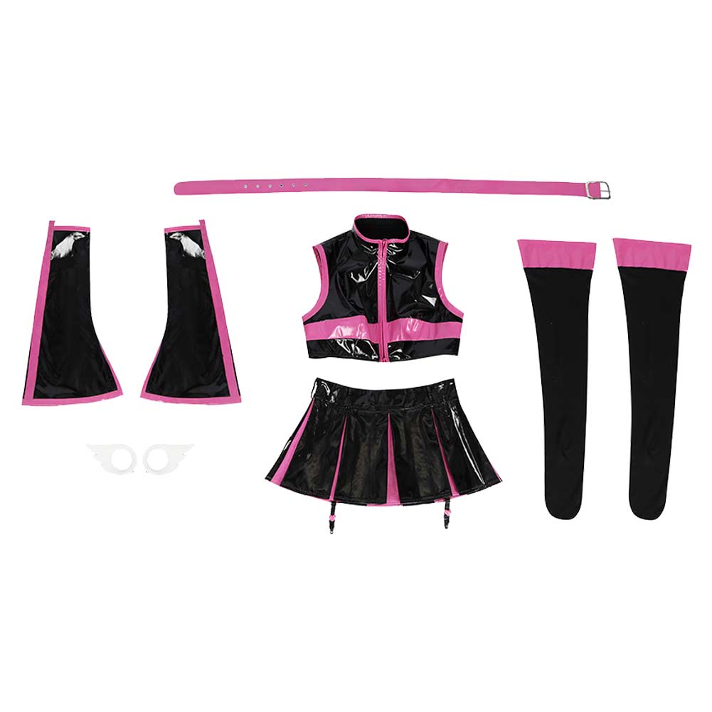 Free Shipping For2.5 Dimensional Seduction Anime Mikari Tachibana Women Black Pink Dress Set Cosplay Costume