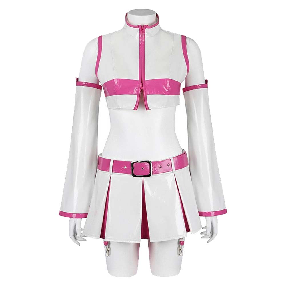 Free Shipping For2.5 Dimensional Seduction Anime Ririsa Amano Women White Pink Dress Set Cosplay Costume