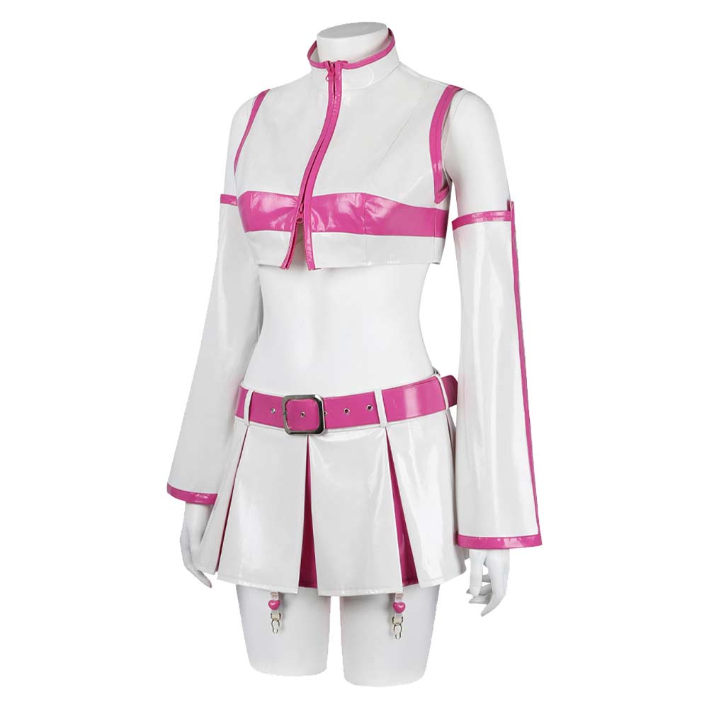 Free Shipping For2.5 Dimensional Seduction Anime Ririsa Amano Women White Pink Dress Set Cosplay Costume