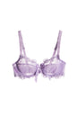 Free Shipping For Purple Mesh Lace Trim Tie Front Bra Lingerie