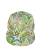 Free Shipping For  Women's Green/Yellow Starburst Print Flat Brim Fitted Baseball Hat