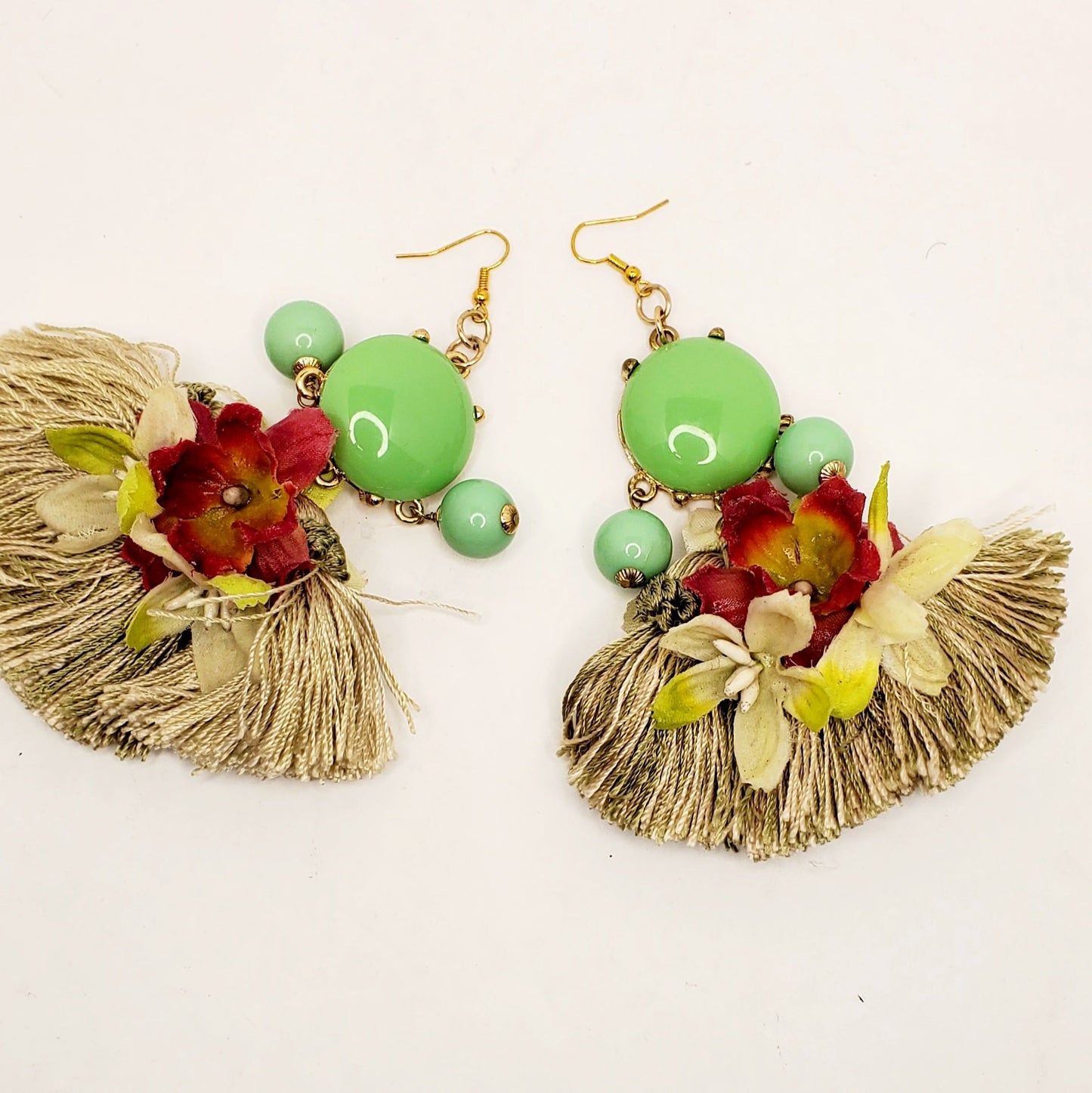 Free Shipping For  Women's Handcrafted Floral & Tassel Oversized Earrings