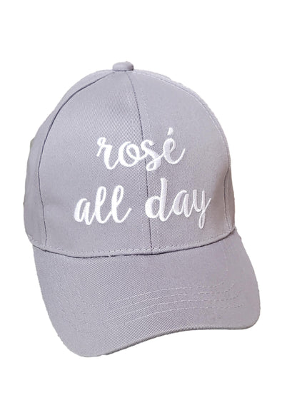 Free Shipping For  Women's Gray Embroidered Baseball Hat "Rose All Day"