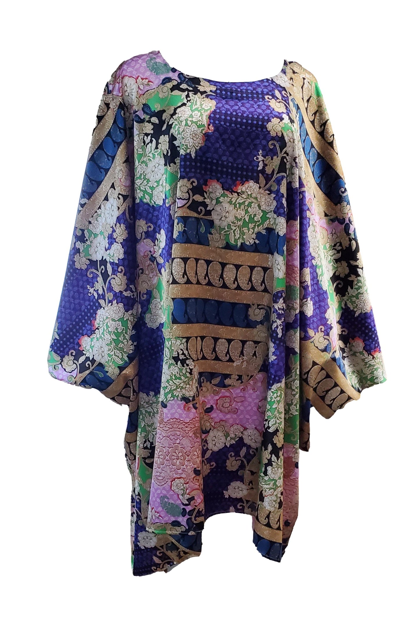 Free Shipping For  Women's Multi-color Printed Silky Satin Kaftan Dress