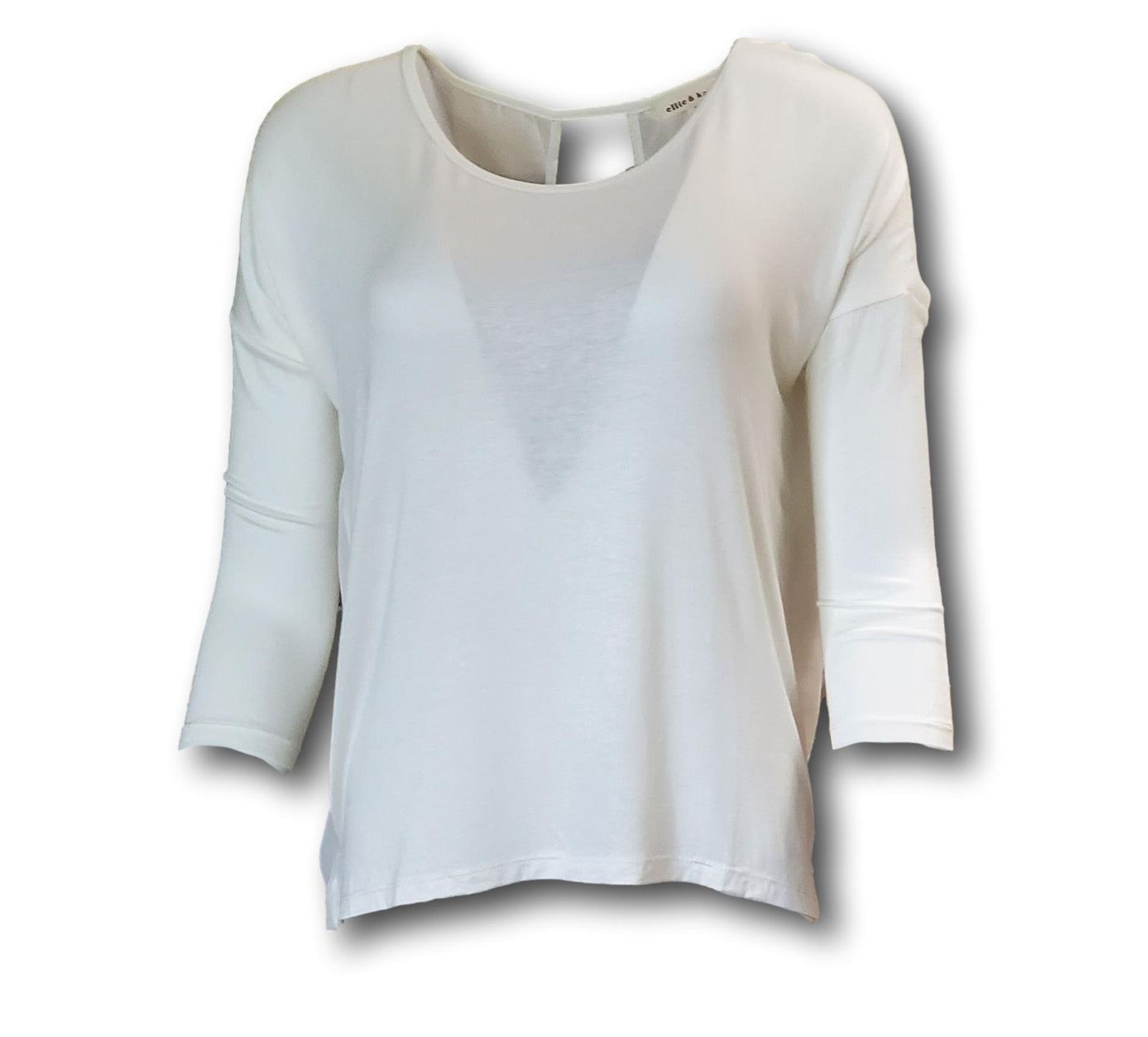 Free Shipping For Women's White Three-Quarter Sleeve Sheer Open Back Blouse