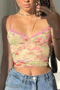 Free Shipping For Yellow Sweety Babe Lace Flower Trim Cami Top