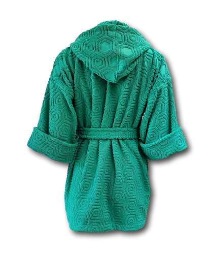 Free Shipping For  Women's Green Hooded Textured Terry Cloth Bath and Spa Robe