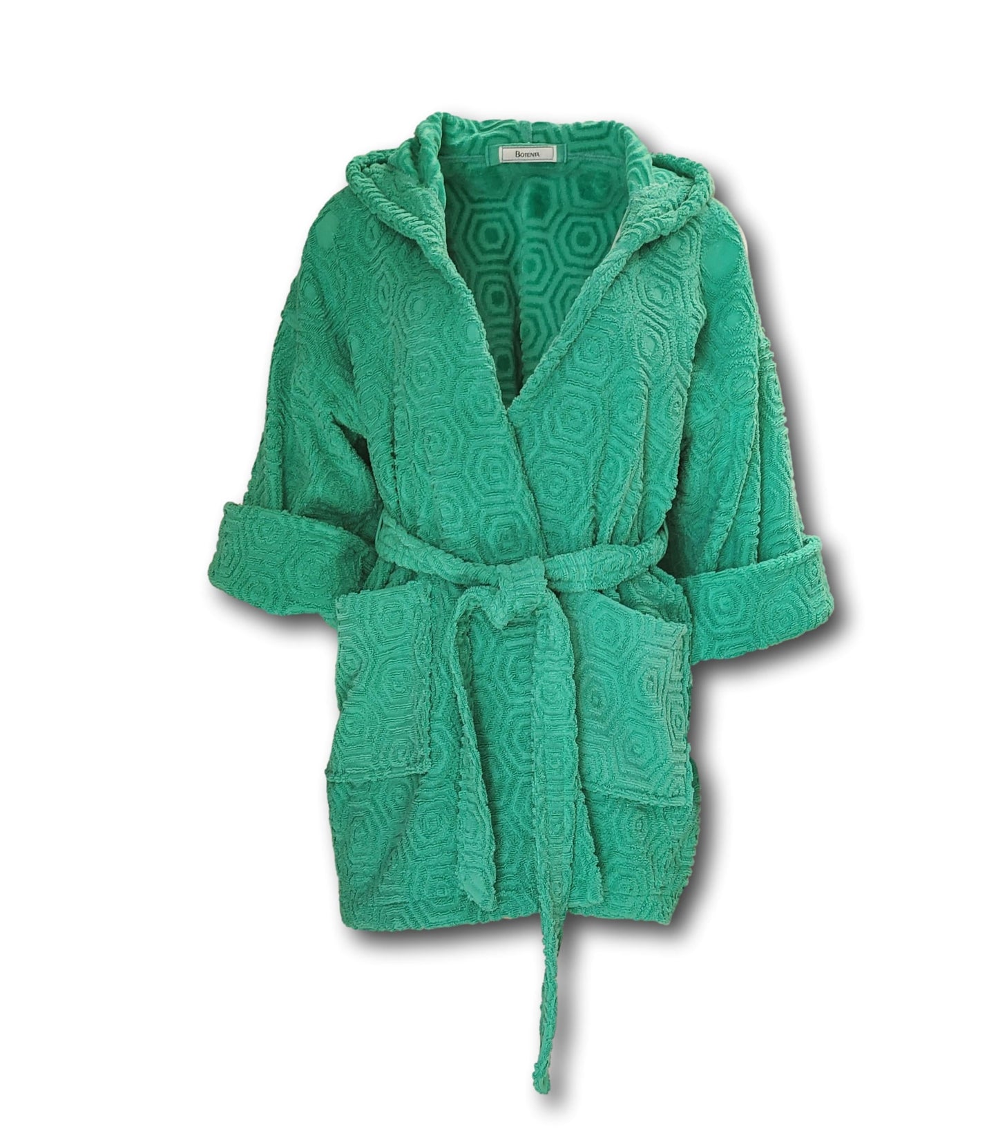 Free Shipping For  Women's Green Hooded Textured Terry Cloth Bath and Spa Robe