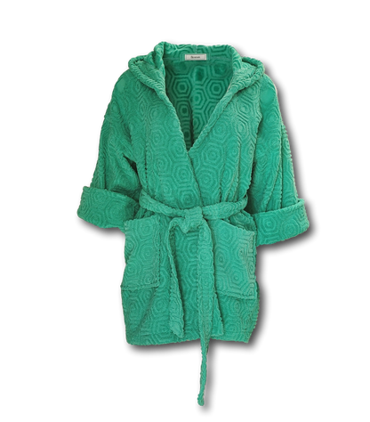 Free Shipping For  Women's Green Hooded Textured Terry Cloth Bath and Spa Robe