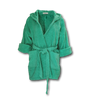 Free Shipping For  Women's Green Hooded Textured Terry Cloth Bath and Spa Robe