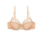 Free Shipping For Apricot Mesh Lace Trim Underwire Bra Lingerie