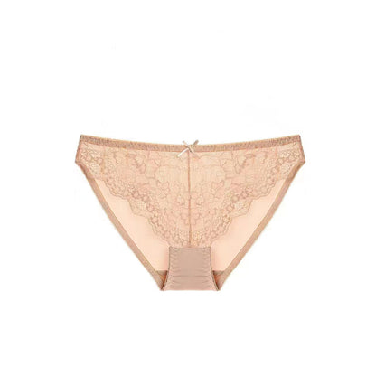 Free Shipping For Apricot Mesh Lace Breathable Panty