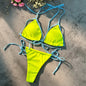 Free Shipping For Yellow / Green Adjustable Comfortable Bikini Set