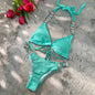 Free Shipping For Green Split Strap Luxury Diamond Metal Chain Accessories Bikini Set