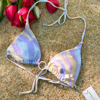 Free Shipping For Purple Digital PrintingDouble Fabric Bikini Set