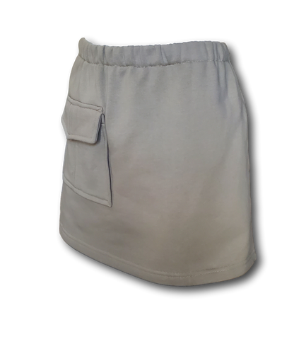 Free Shipping For Women's Taupe Gray Organic Cotton Cargo Mini Skirt