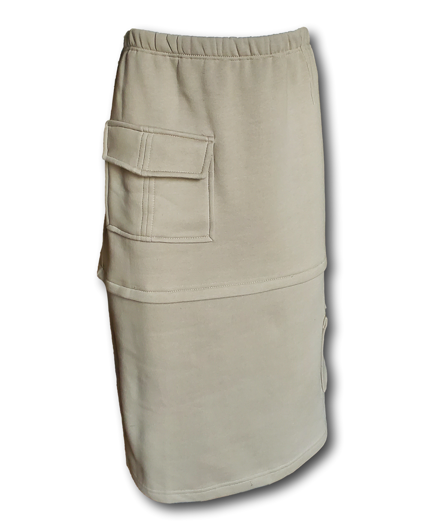 Free Shipping For Women's Taupe Gray Organic Cotton Cargo Midi Skirt