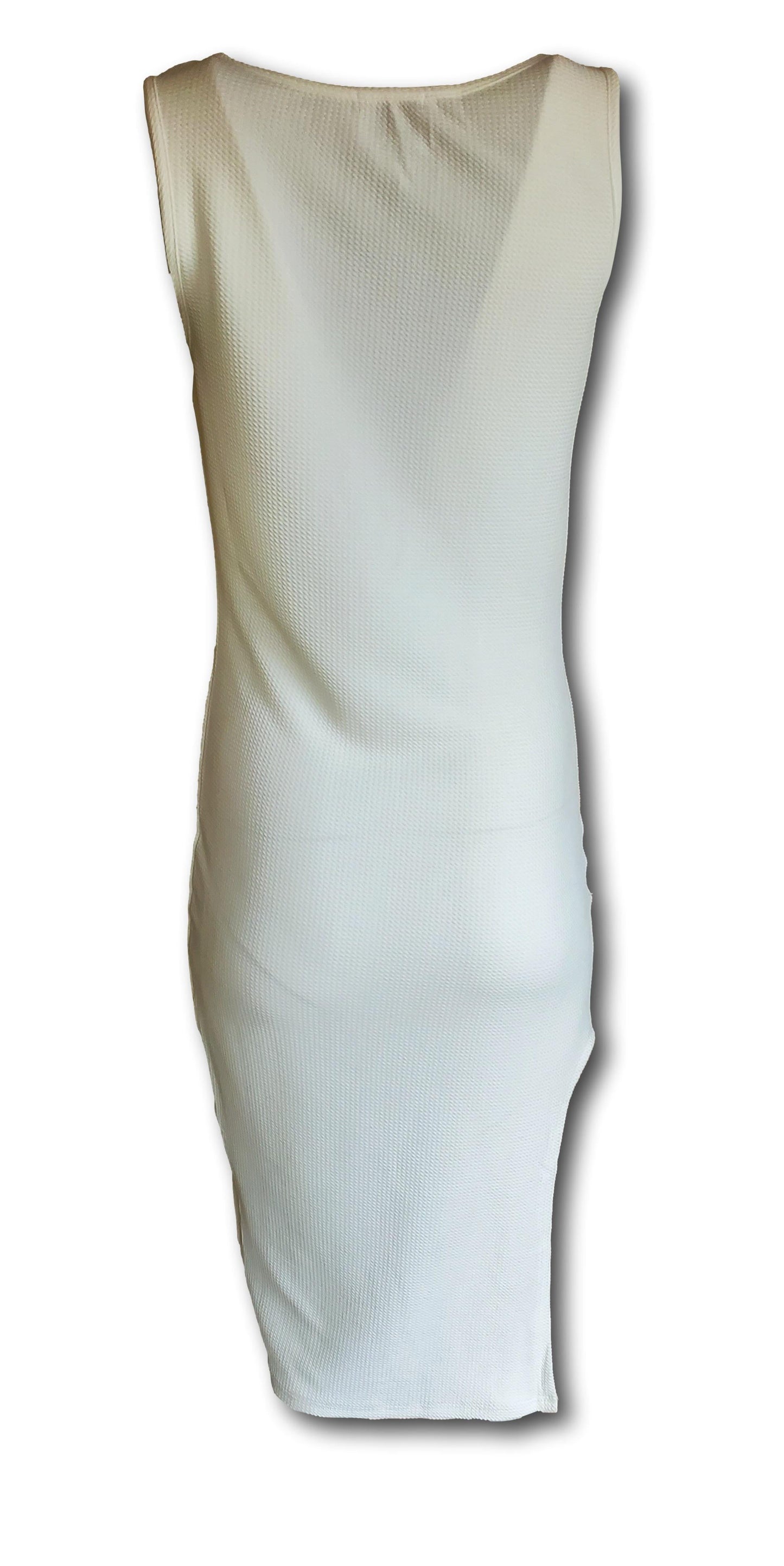 Free Shipping For Women's White Textured Knit Dress With Side Slit