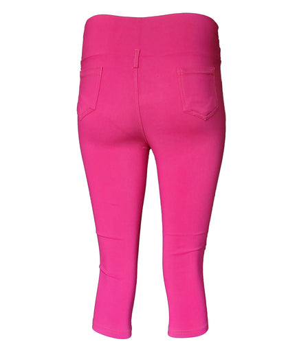 Free Shipping For  Women's Pink Comfy and Versatile Capri Stretch Jeggings