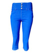 Free Shipping For Royal blue Women's Aqua Blue High-waist Comfy and Versatile Stretch Capri Leggings