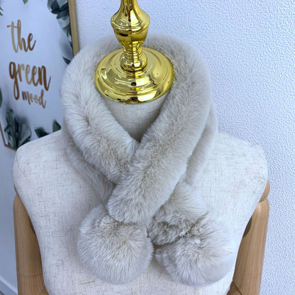 Winter Women's & Kids' Fuzzy Rabbit Fur Scarf - Warm & Stylish