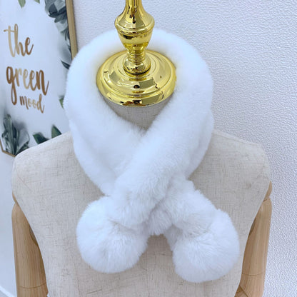 Winter Women's & Kids' Fuzzy Rabbit Fur Scarf - Warm & Stylish