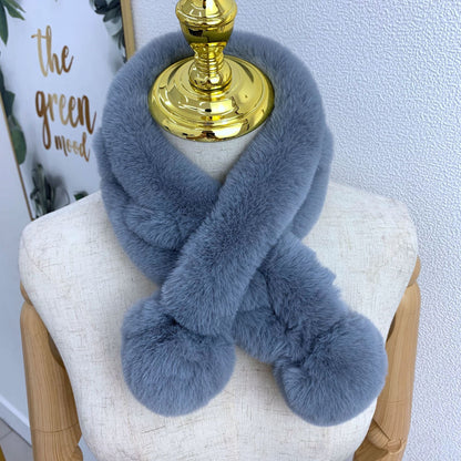 Winter Women's & Kids' Fuzzy Rabbit Fur Scarf - Warm & Stylish