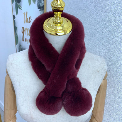 Winter Women's & Kids' Fuzzy Rabbit Fur Scarf - Warm & Stylish