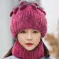 Winter Real Rabbit Fur Hat & Neck Warmer Set