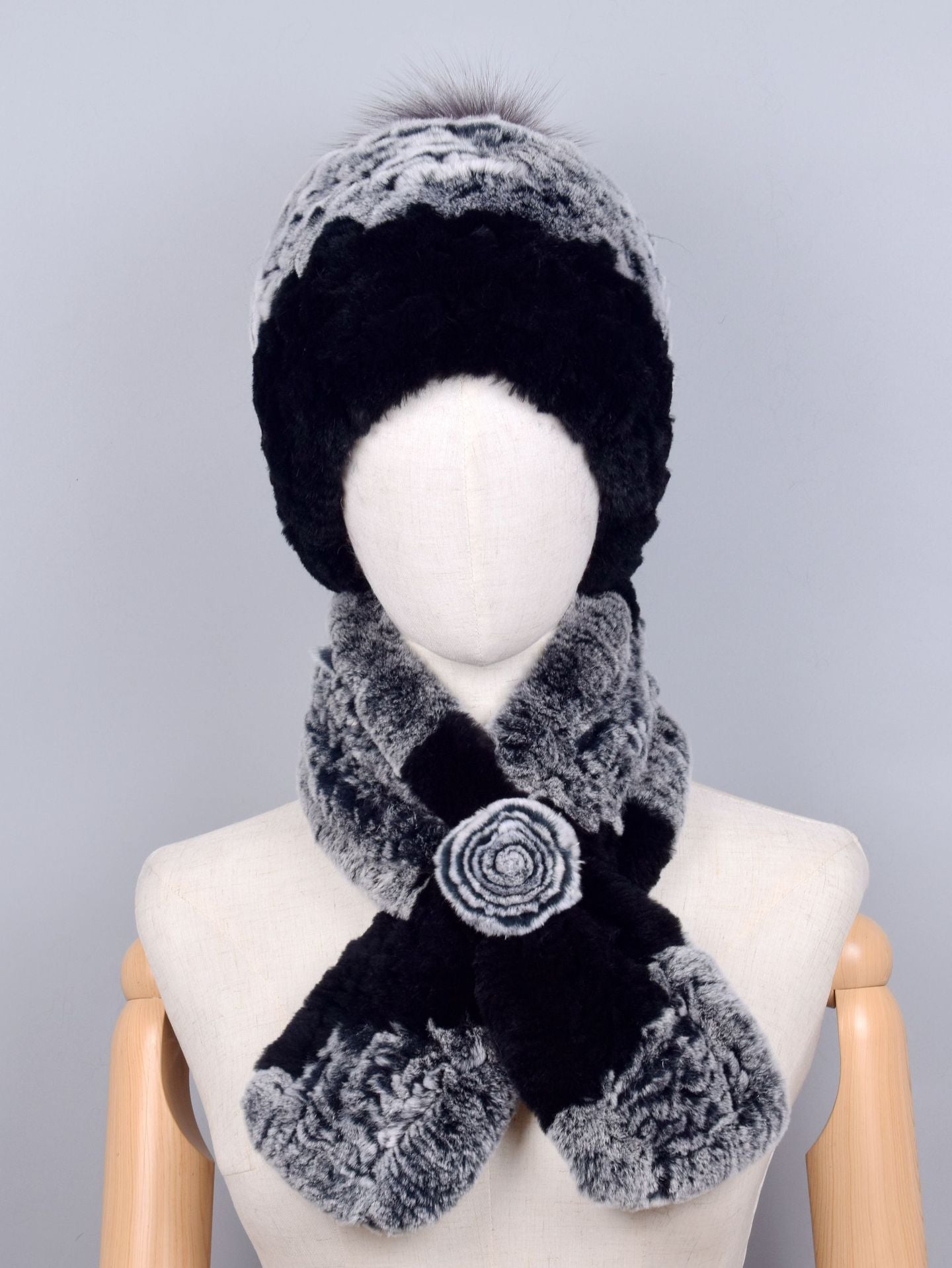 Winter Real Rabbit Fur Hat & Scarf - Warm & Stylish