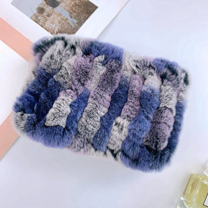 Warm Real Rabbit Fur Neck Warmer - Elastic Design