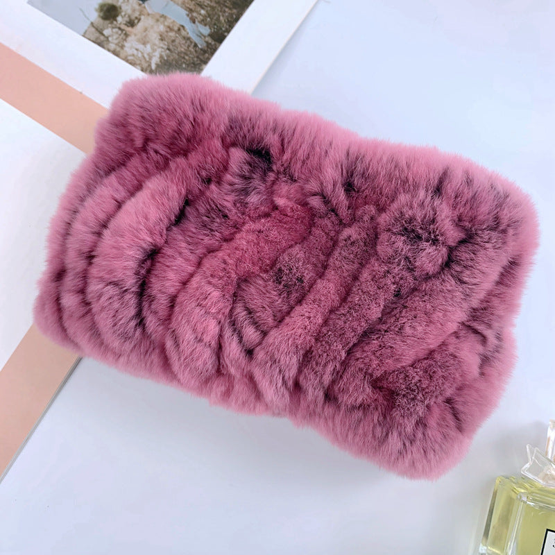 Warm Real Rabbit Fur Neck Warmer - Elastic Design