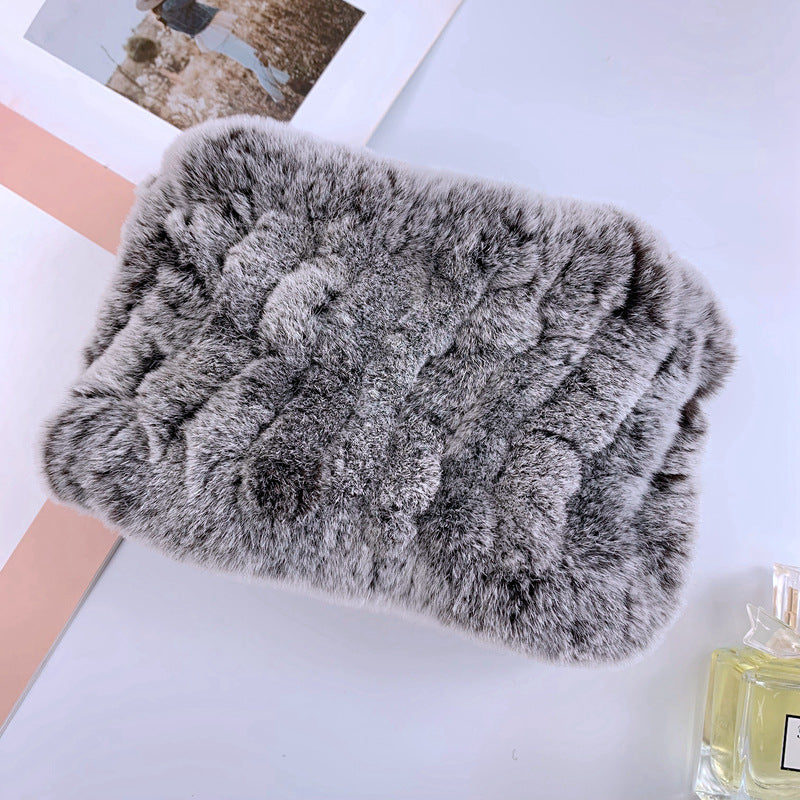 Warm Real Rabbit Fur Neck Warmer - Elastic Design