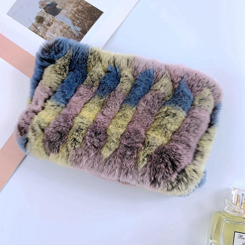 Warm Real Rabbit Fur Neck Warmer - Elastic Design