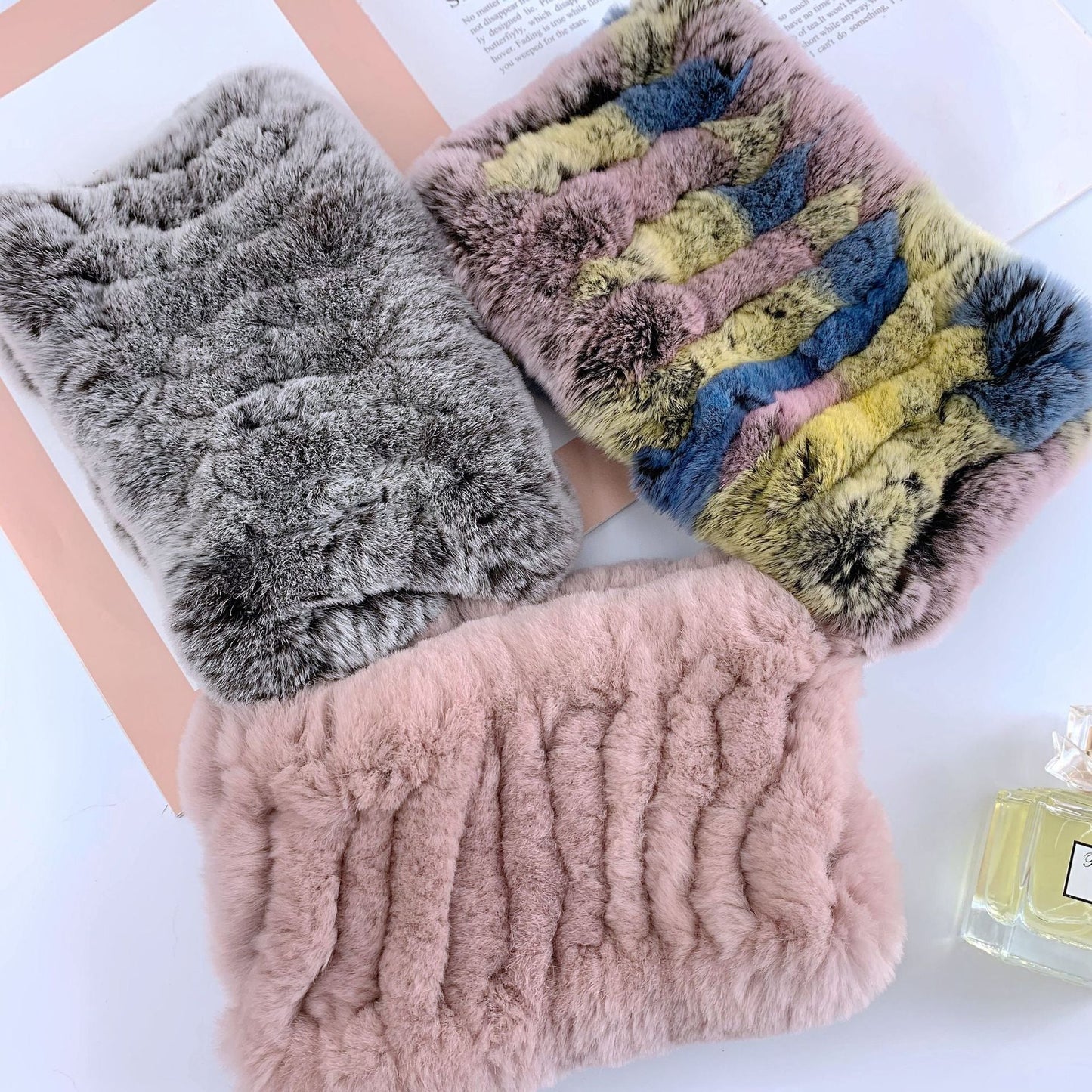 Warm Real Rabbit Fur Neck Warmer - Elastic Design