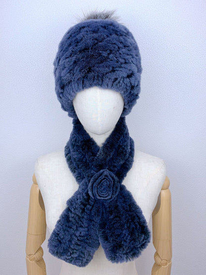 Winter Real Rabbit Fur Hat & Scarf - Warm & Stylish