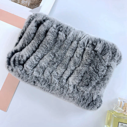 Warm Real Rabbit Fur Neck Warmer - Elastic Design