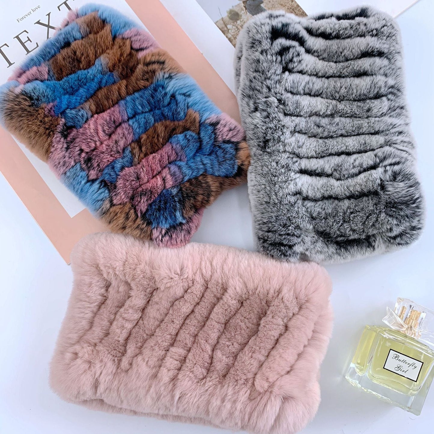 Warm Real Rabbit Fur Neck Warmer - Elastic Design