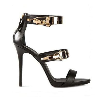 Sexy Leather Buckle Open Toe High Heel Sandals