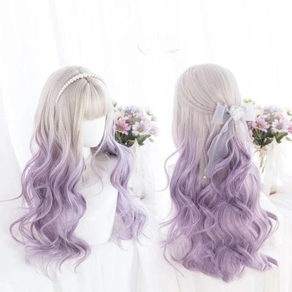 Free Shipping For Hivava Cute Pastel Silver Light Purple Curly Princess Lolita Wig