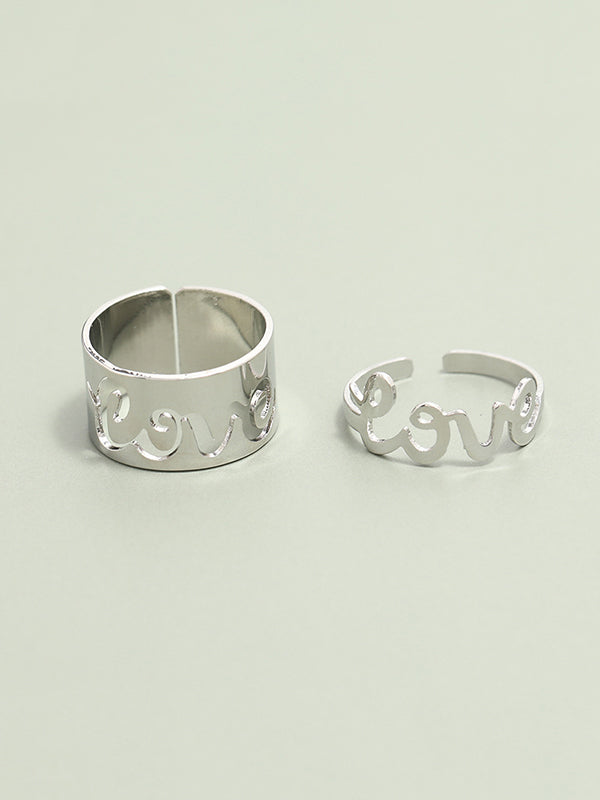 Punk Letter Shape Rings Accessories-Homeunderwear