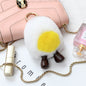 Eternal Flower Keychain with Fluffy Otter Rabbit Fur and Soft-boiled Egg Bag Accessory