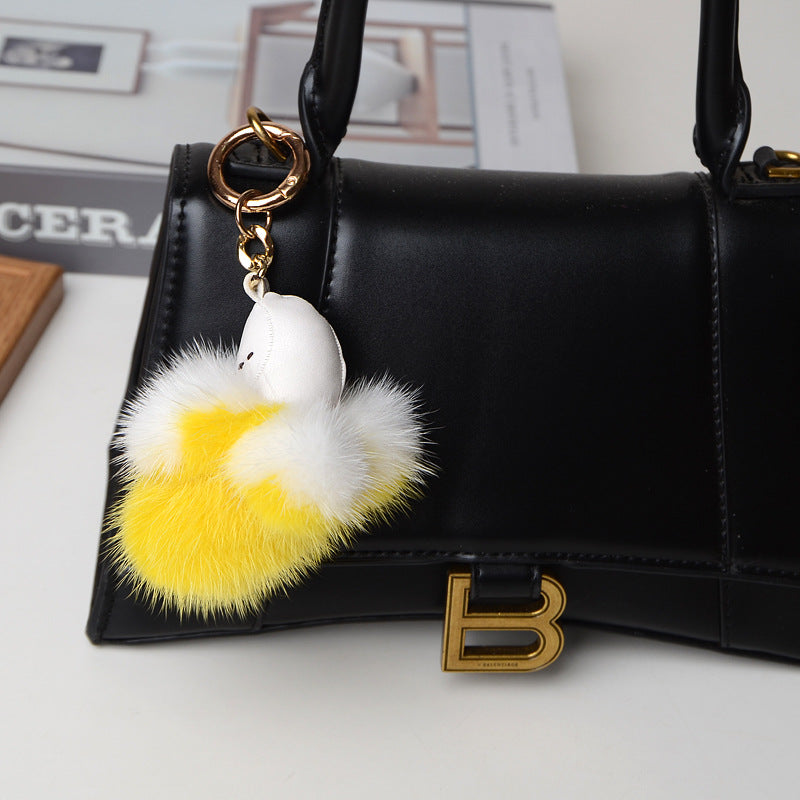 Mink Fur Banana Fruit Keychain Pendant Phone Charm Accessory