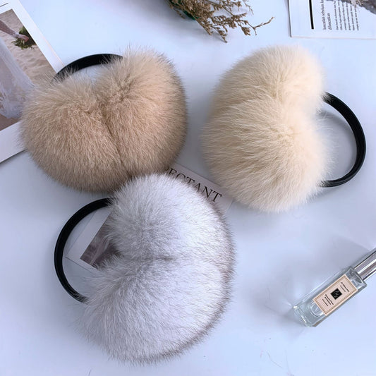 Cute Winter Fox Fur Ear Muffs - Warm & Stylish